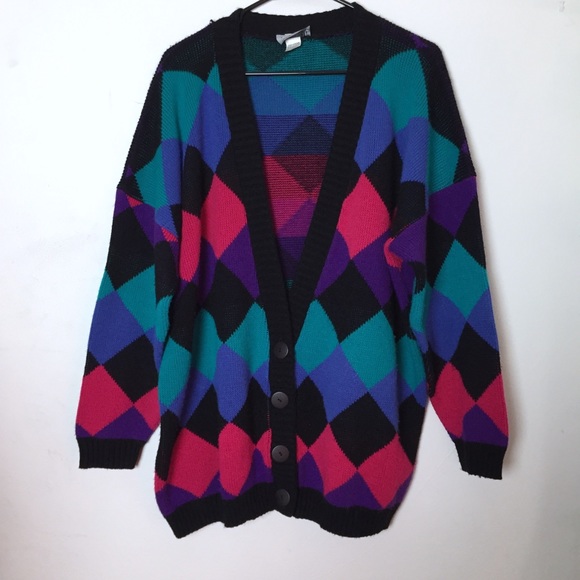 Vintage Sweaters - Vintage multi color cardigan